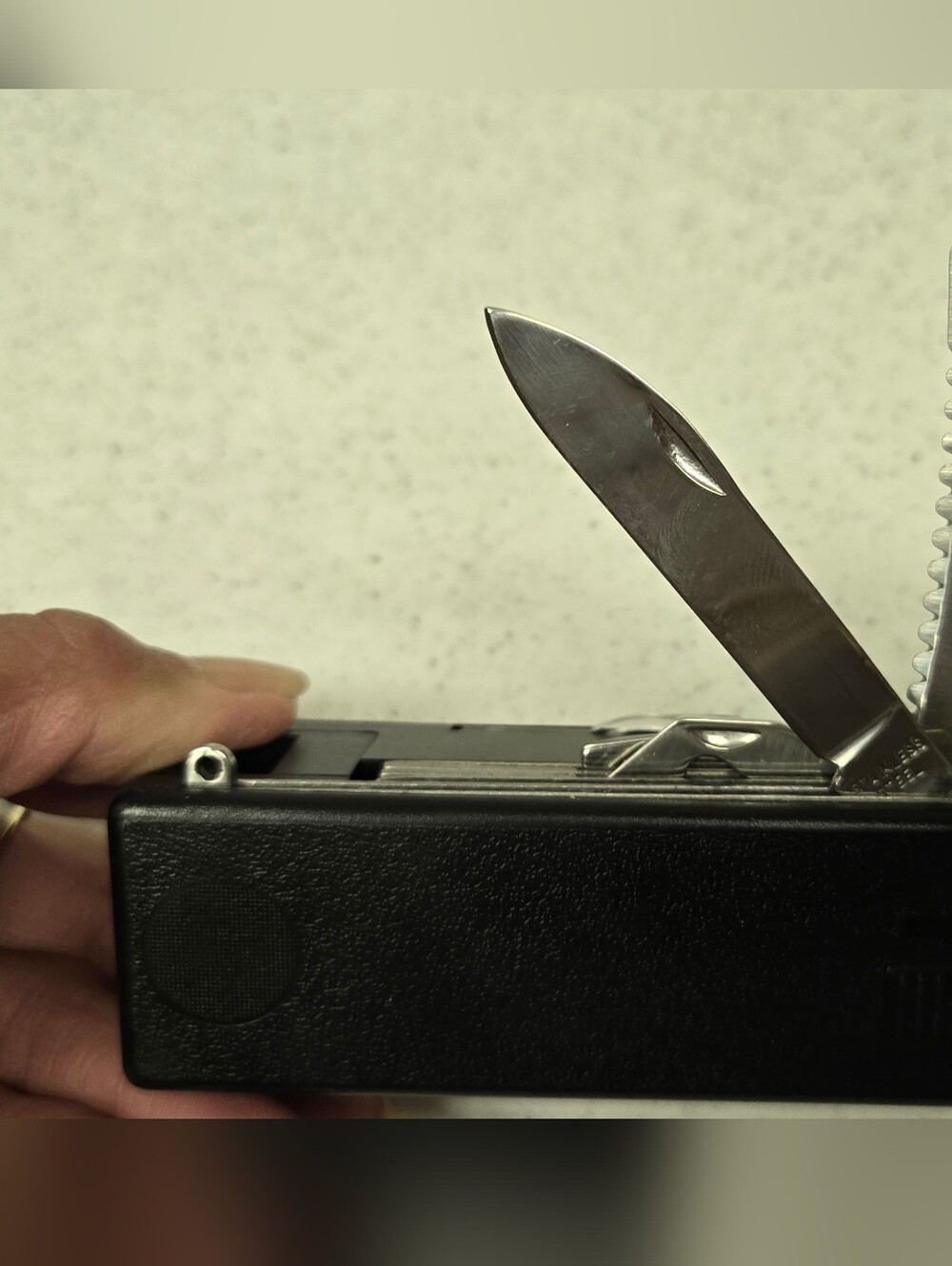 Multi Purpose Tool. Knife, Light, Bottle Opener, Compass In Case.